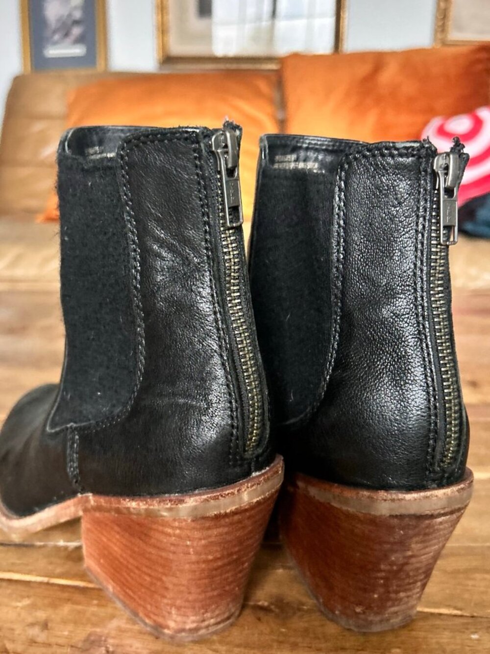 Sofft Tara Chelsea Boot Italian leather chunky black block heel bootie 8 - Picture 9 of 12